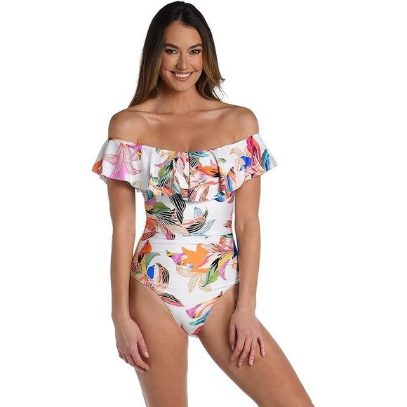 La Blanca Women's One‎ Piece Swimsuit  Ruffle Bathing Suit - Picture 1 of 8